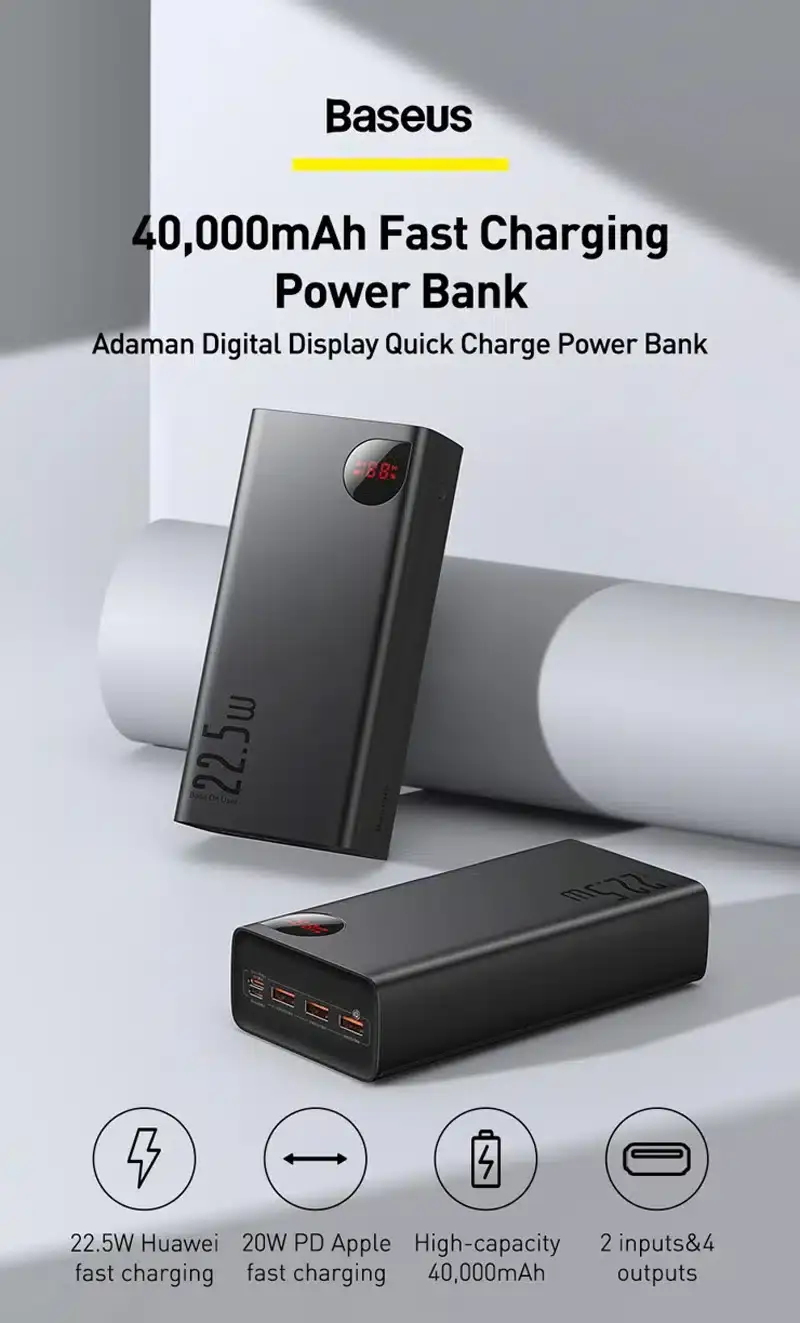 Baseus Adaman 40000mAh Power Bank 22.5W Fast Charging