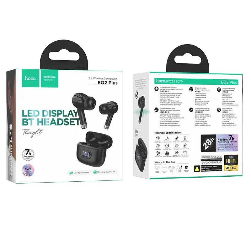 HOCO EQ2 Plus True Wireless Bluetooth 5.3 In-Ear Earbuds