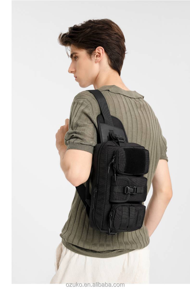 OZUKO 9449 Hard Shell Waterproof Chest Bag Men’s Crossbody Sling Bag with USB Charging Port