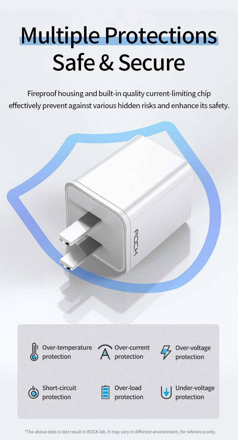 Rock T23 Dual-Port Travel Charger with Lightning Charge & Sync Cable Set