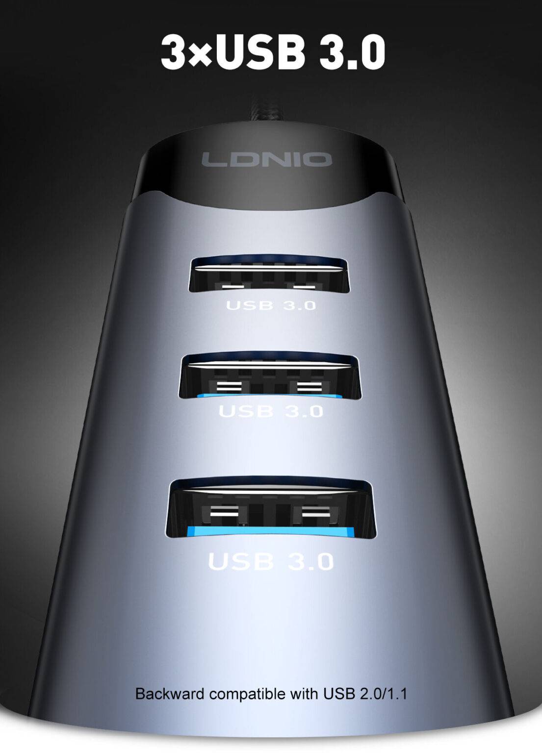 LDNIO DS-144C 4-in-1 USB-C Hub Adapter with Multi-Port Expansion