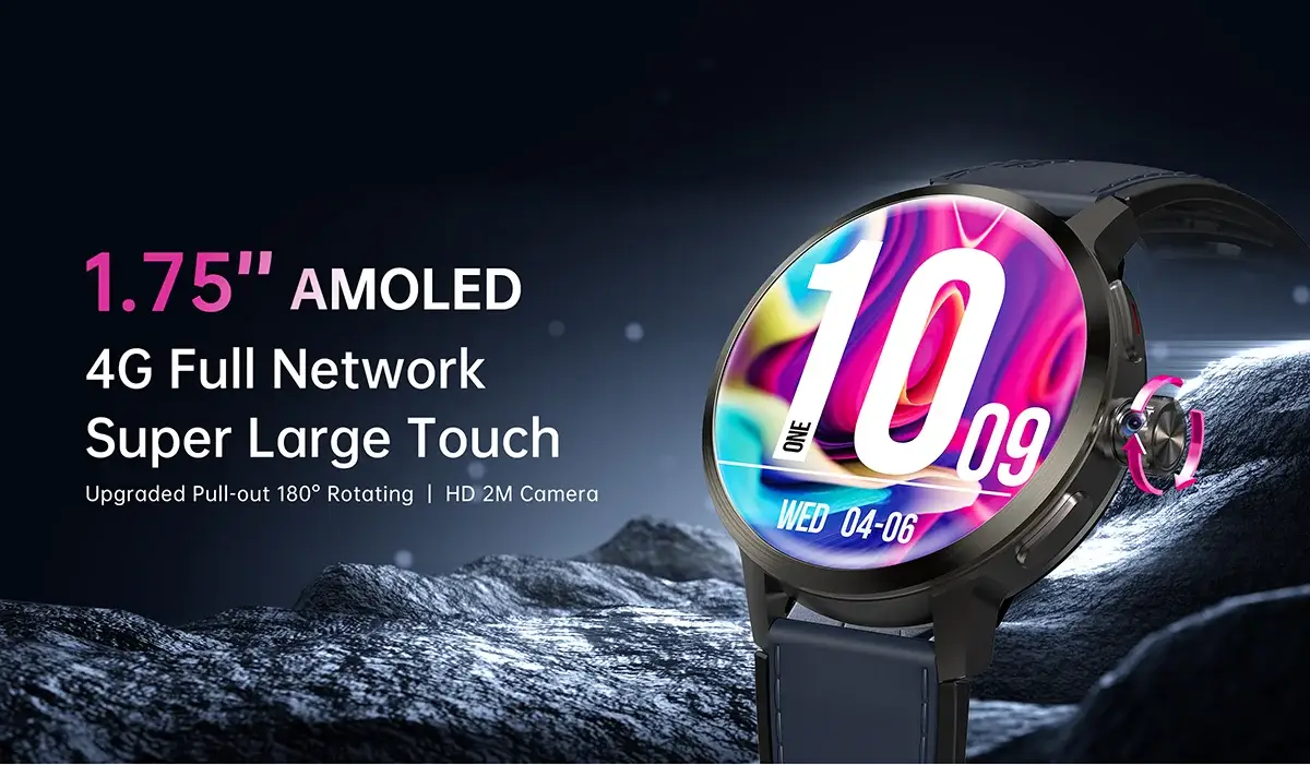 YES Power Link Android Smartwatch with 1.75″ AMOLED Display Rotating Camera & GPS