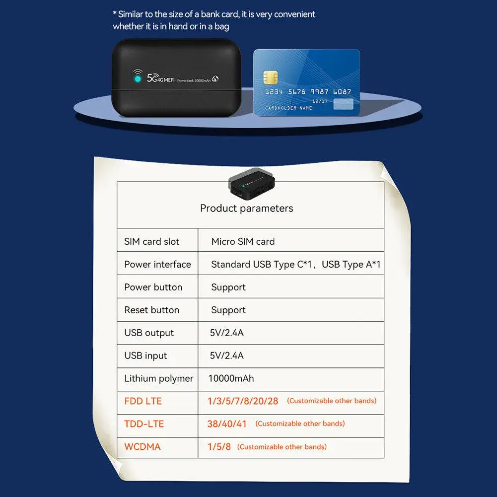 4G Pocket Wi-Fi Router with Built-in 10,000mAh Power Bank