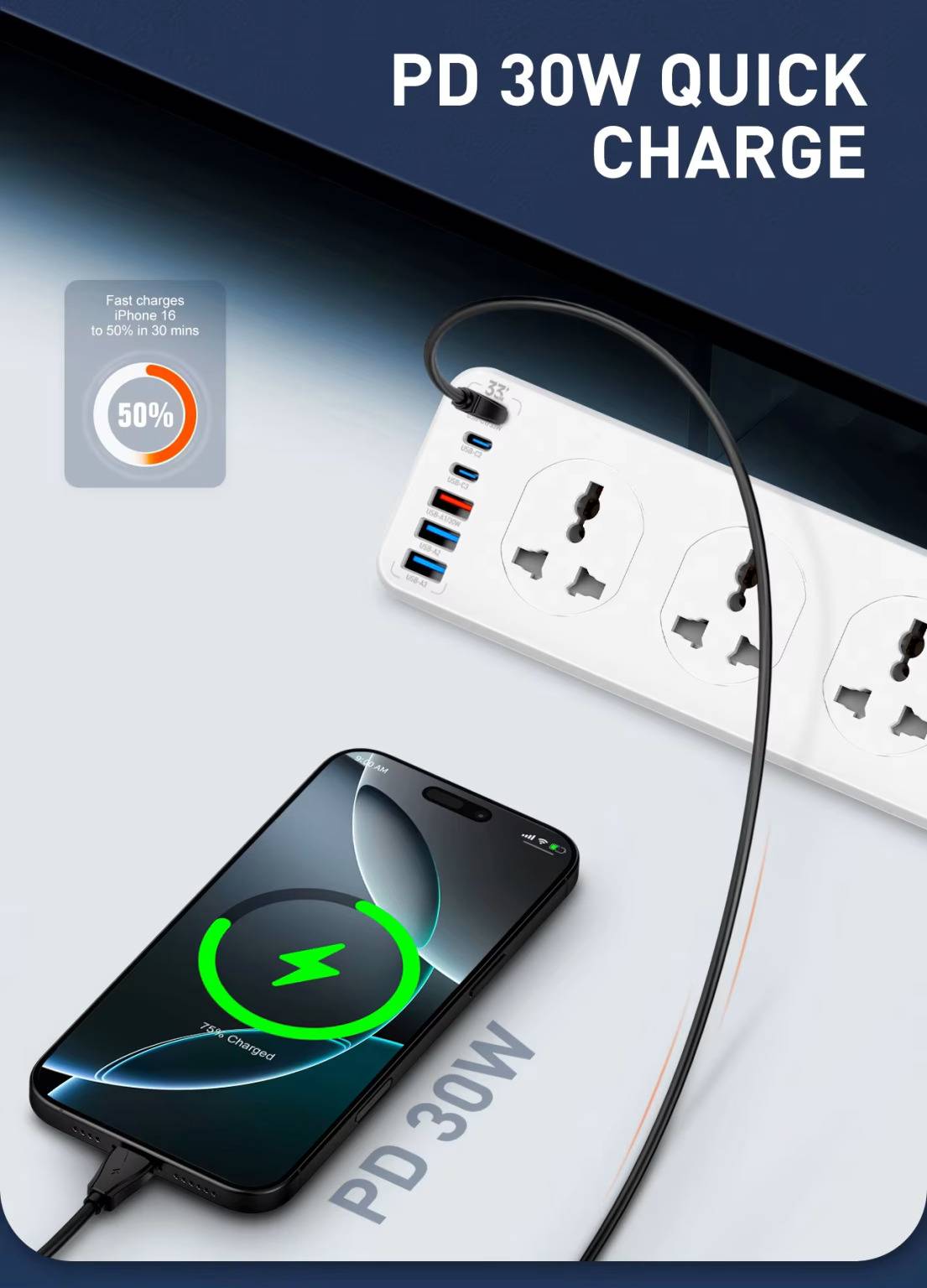 LDNIO SC10610C Universal Power Strip 10 Outlets 2M Cable