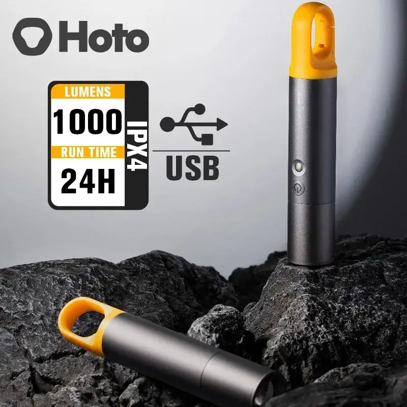 HOTO Flashlight Lite Zoomable LED 1000 Lumens USB-C Rechargeable