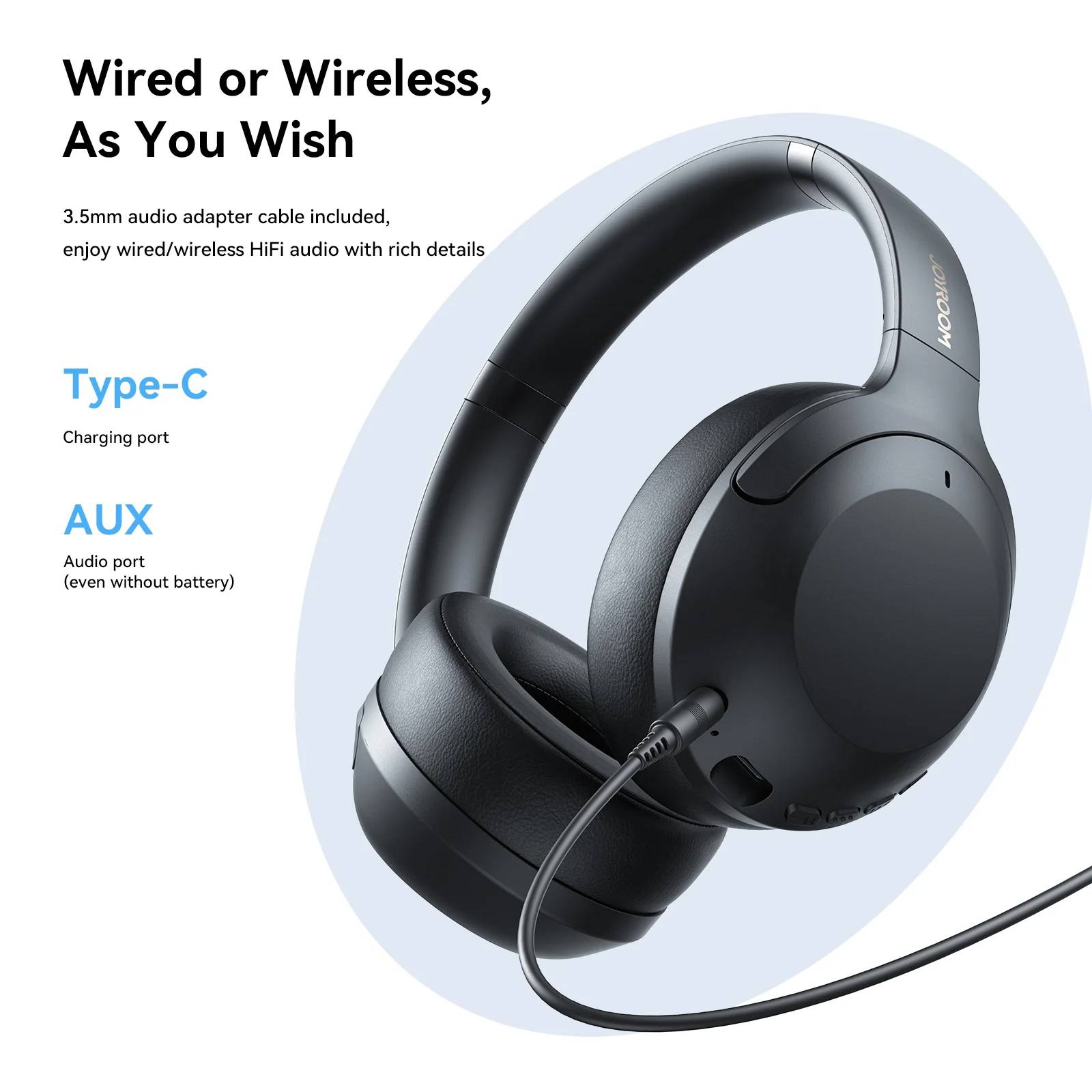 JOYROOM JR-JH2 ANC Over-Ear Wireless Bluetooth Headphones
