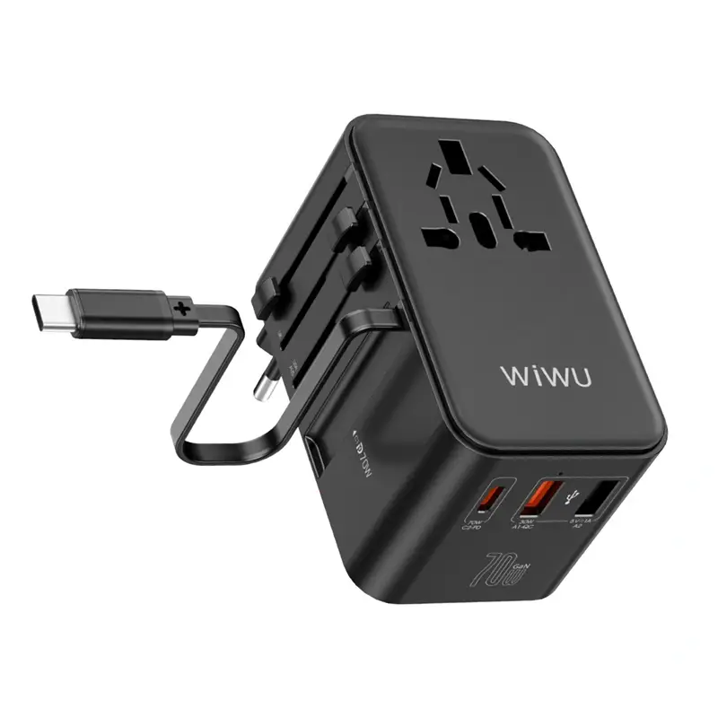 WiWU Wi-UA004 70W GaN Universal Charger with Integrated Type-C Cable