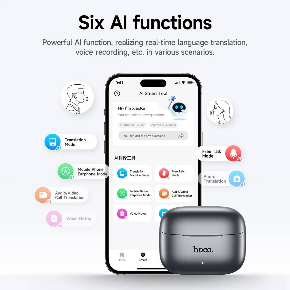 Hoco EQ27 Fun AI Translation True Wireless ANC+ENC Earbuds