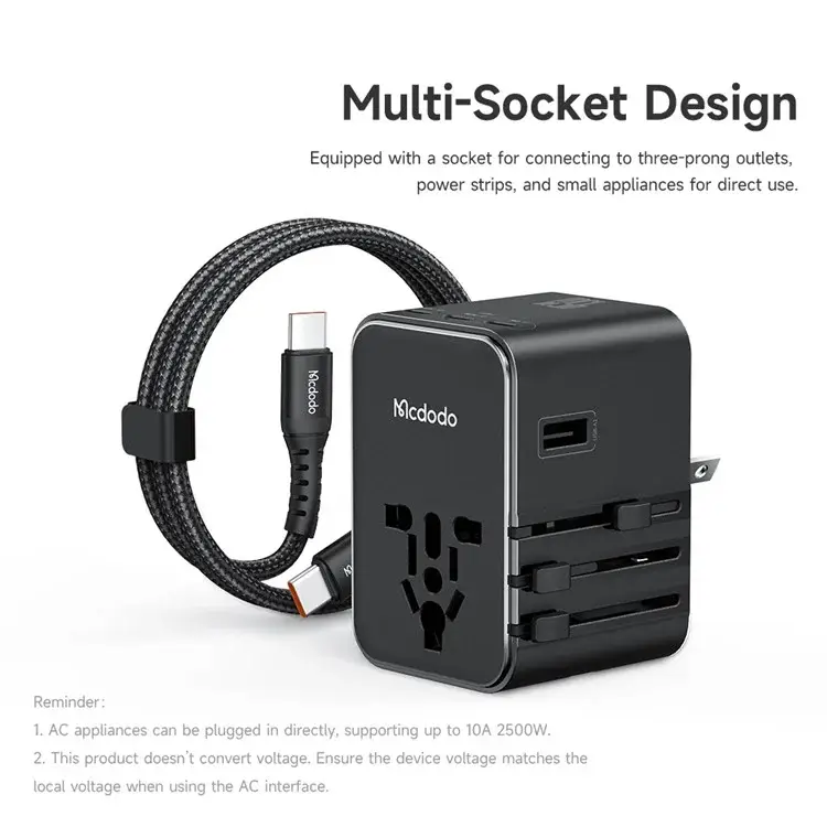 Mcdodo CP-3270 45W Universal Travel Adapter Kit with 3 USB-C & 2 USB-A Ports + USB-C to USB-C Cable