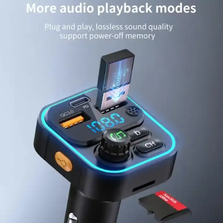 WEKOME WP-C52 Pop Digital Series MP3 Wireless Fast Charging Bluetooth Car Charger