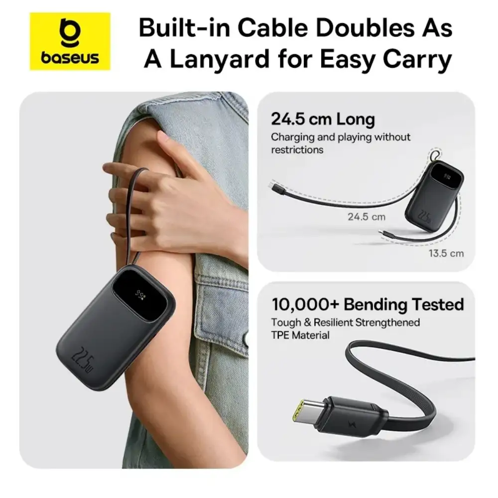 Baseus FC31 EnerFill 20000mAh 22.5W Power Bank with Digital Display & Built-in Type-C