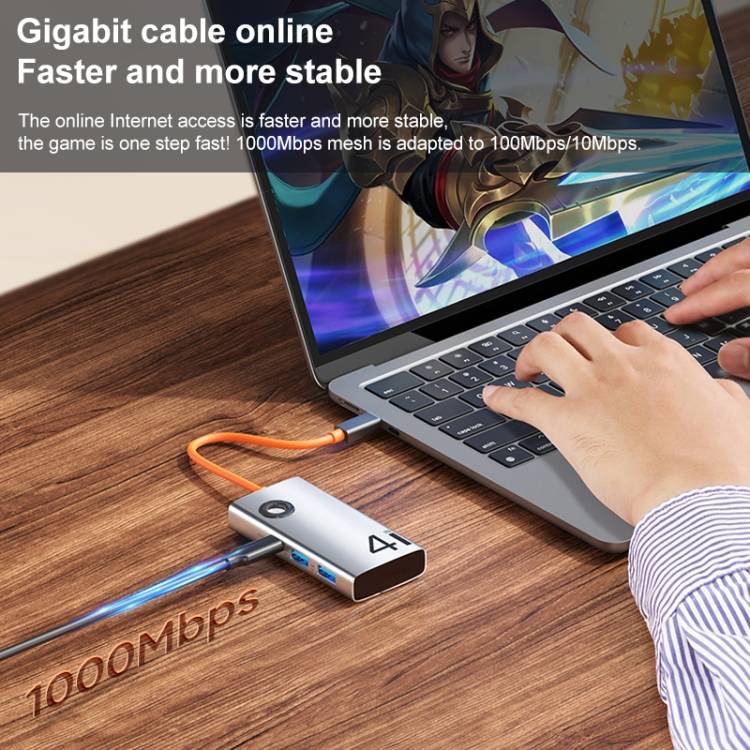 ROCK TR26 4-in-1 USB-C to USB 3.0 ×3 RJ45 Multifunctional Hub