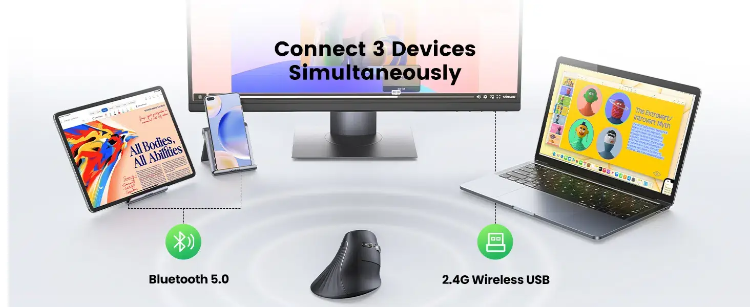 Ugreen MU008 Multi-Mode Vertical Wireless Mouse