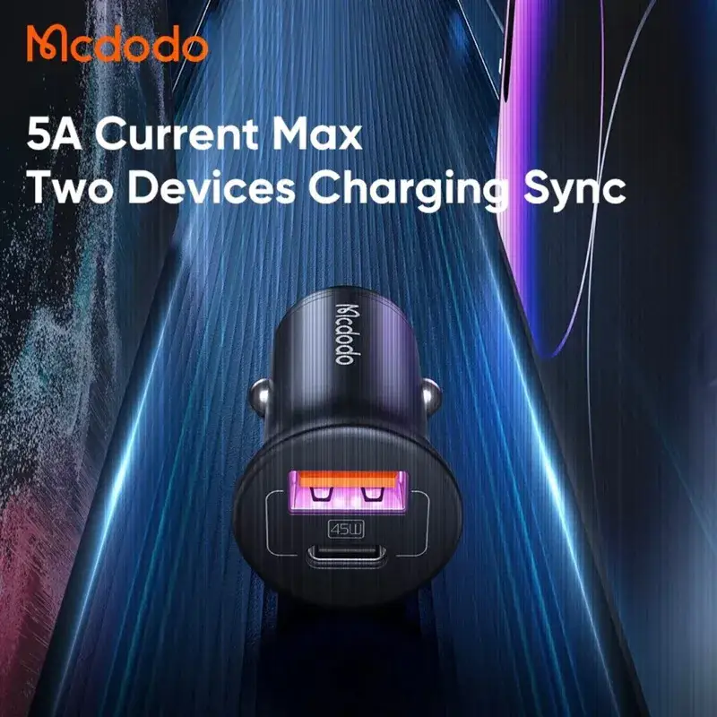 Mcdodo CC-2680 45W Dual-Port Car Charger PD 3.0 USB-C & QC USB-A Super Fast Charging Adapter