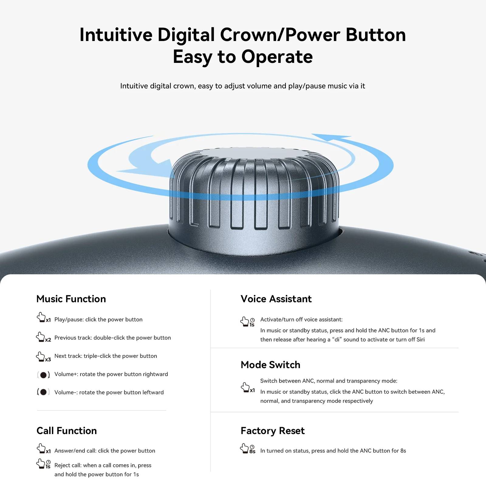 JOYROOM JR-JH1 Hybrid ANC Over-Ear Wireless Headphones