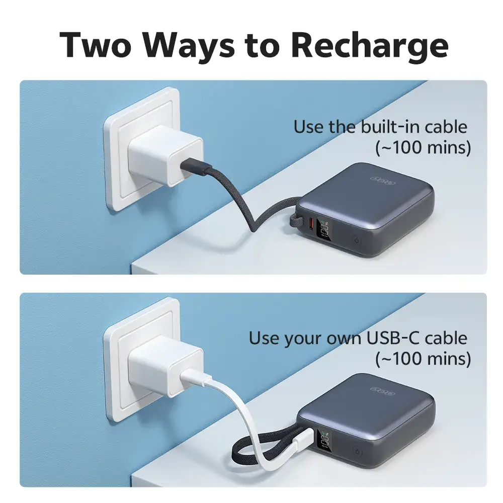 QCY PB10C 10000mAh 35W PD Fast Charging Compact Power Bank