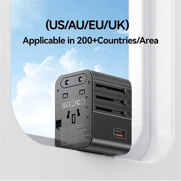 USAMS CC309 25W Universal Travel Adapter with Dual Type-C & USB-A Ports