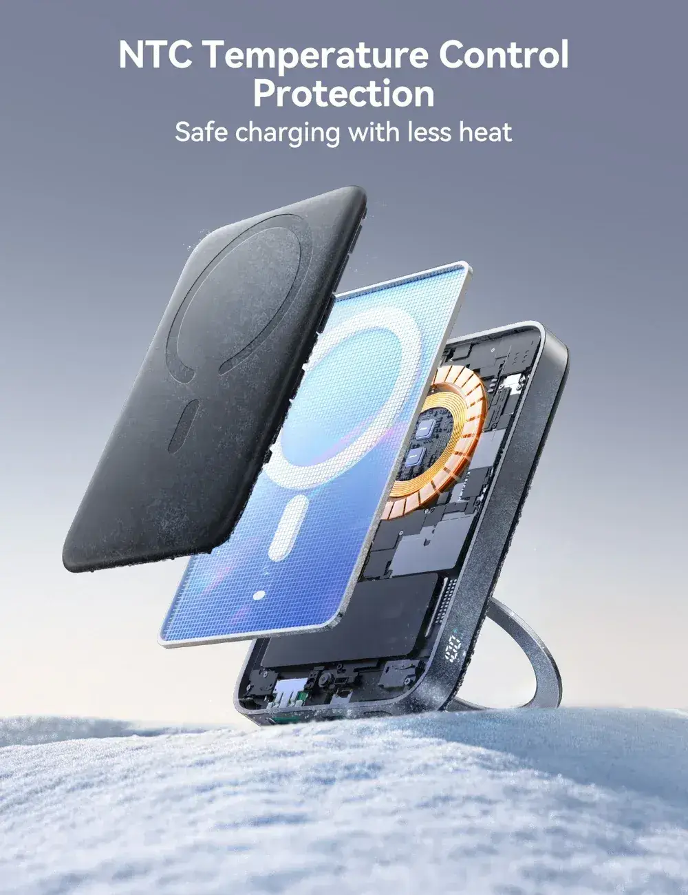 JOYROOM JR-PBM12 10000mAh 22.5W Fast Charging Magnetic Wireless Power Bank with Ring Holder