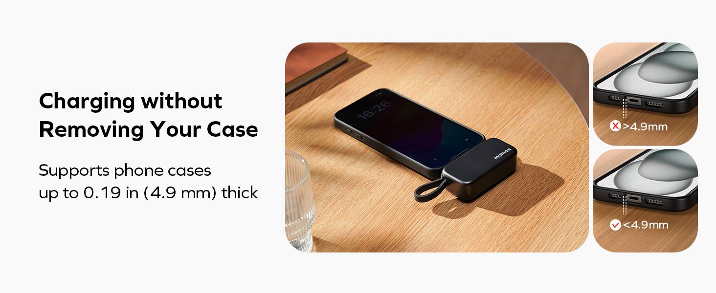 Momax IP130 1-Power Mini 5000mAh 3-in-1 Power Bank with Built-In USB-C Connector