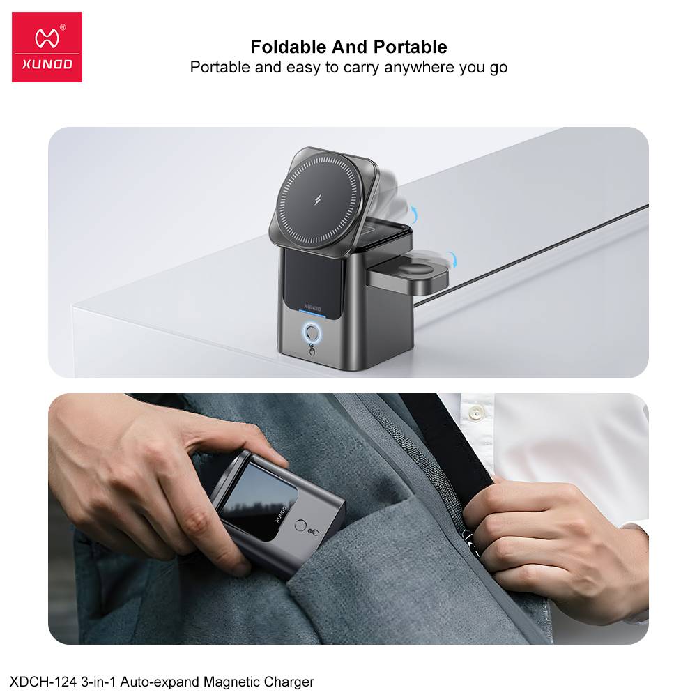 XUNDD XDCH-124 3-in-1 Magnetic 15W Wireless Charging Station