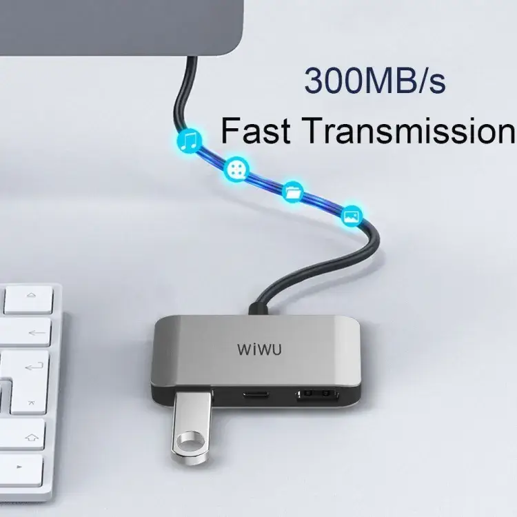 WIWU Alpha C2H 3-in-1 USB-C to HDMI and USB Adapter