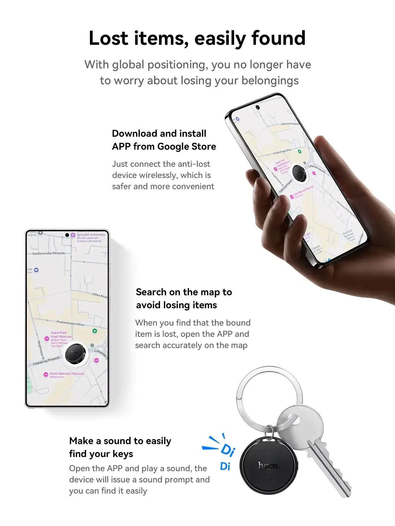 HOCO E96A Smart Anti-Lost Tag Bluetooth Tracker for Android Devices
