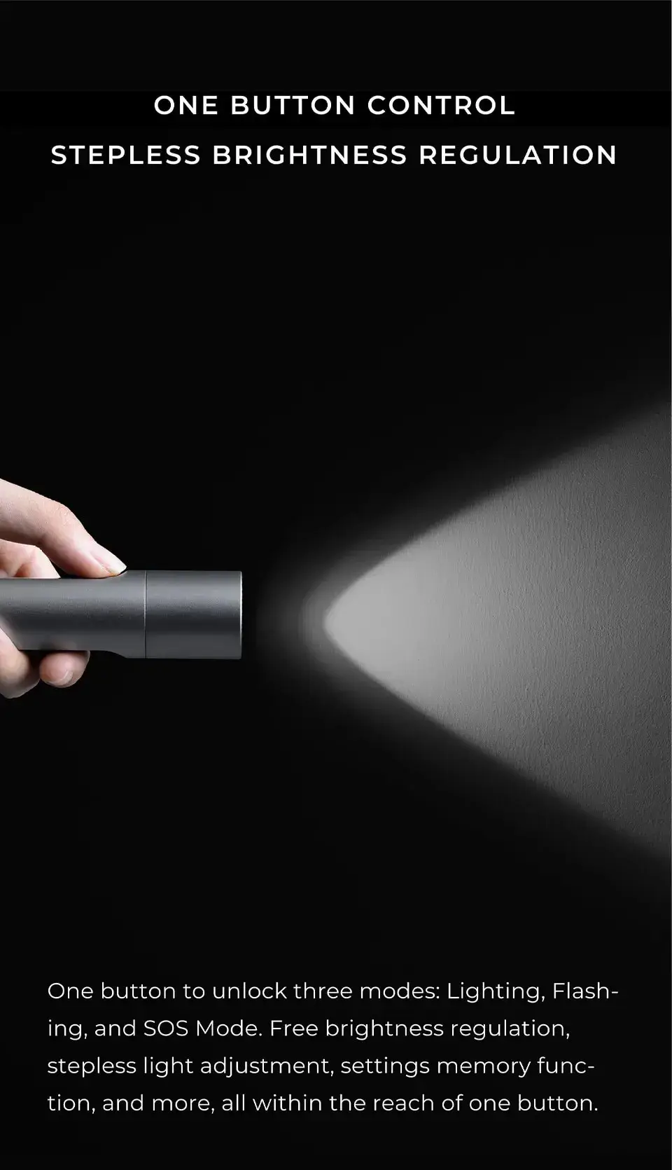 HOTO Flashlight Fit Rechargeable Waterproof LED Torch with Dustproof Design