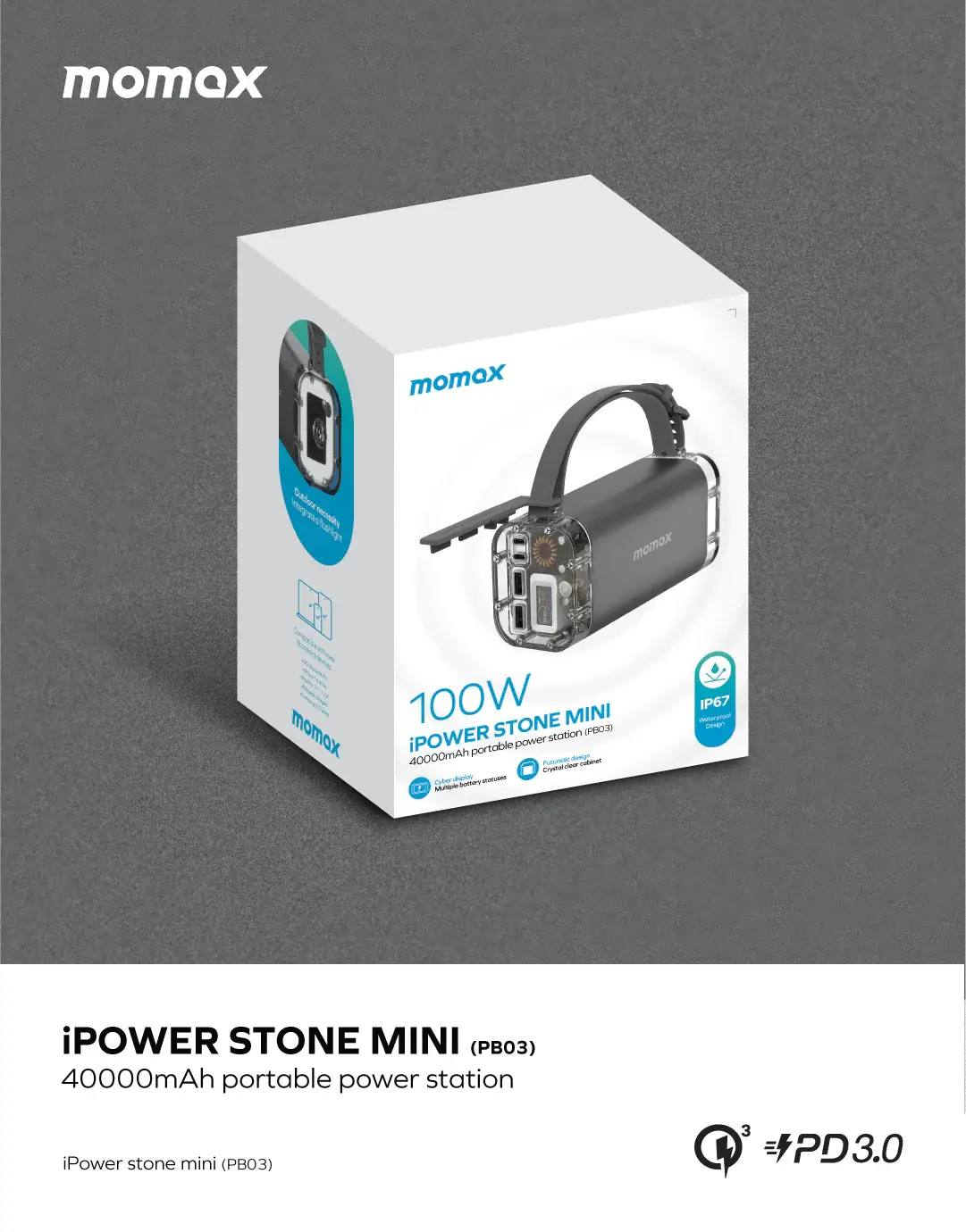 Momax PB03 iPower Stone Mini 100W 40000mAh Portable Outdoor Power Station