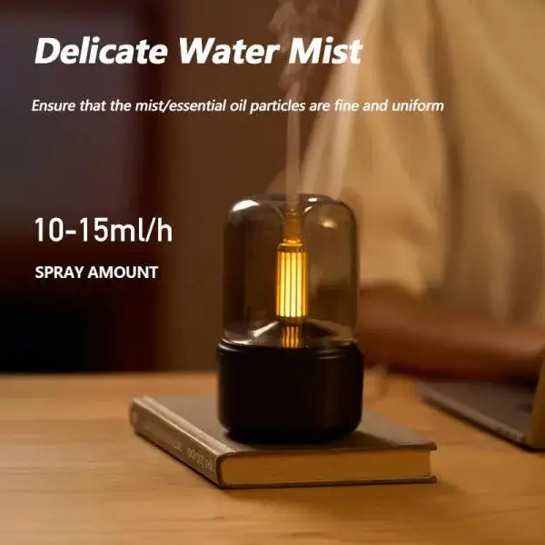 Retro Flame Candle Night Light Ultrasonic Air Humidifier & USB Aroma Diffuser