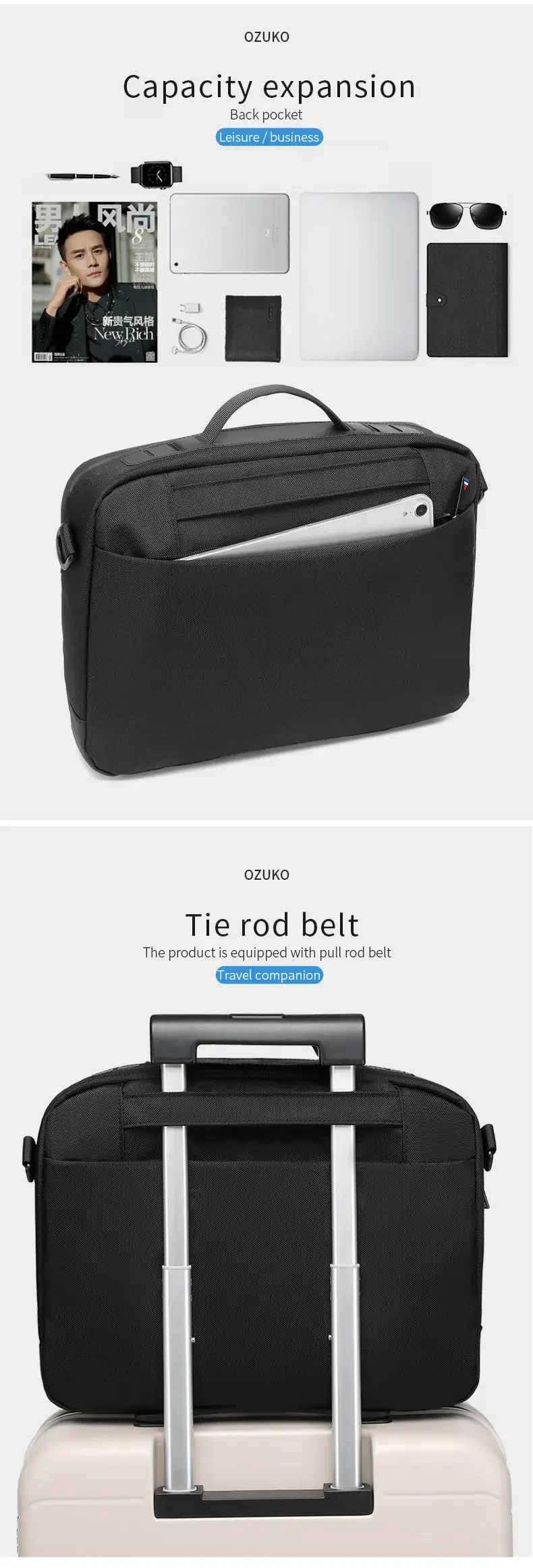 Ozuko 9423 Men's Leather Sling Bag Fashionable Crossbody Cellphone Bag & Luxury Business Backpack