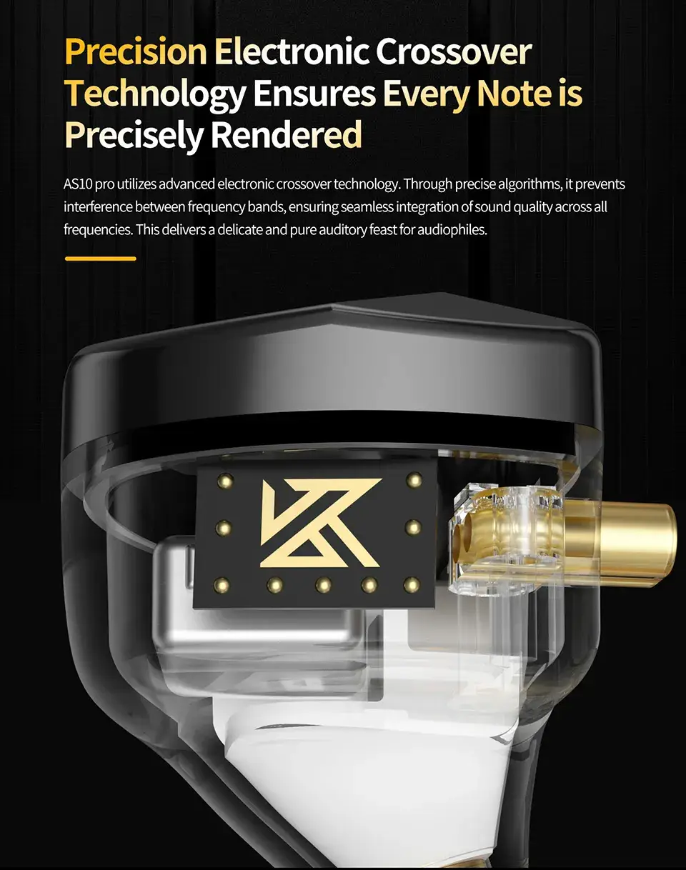 KZ AS10 Pro Professional 5-Driver Balanced Armature IEM for Ultimate Sound Performance