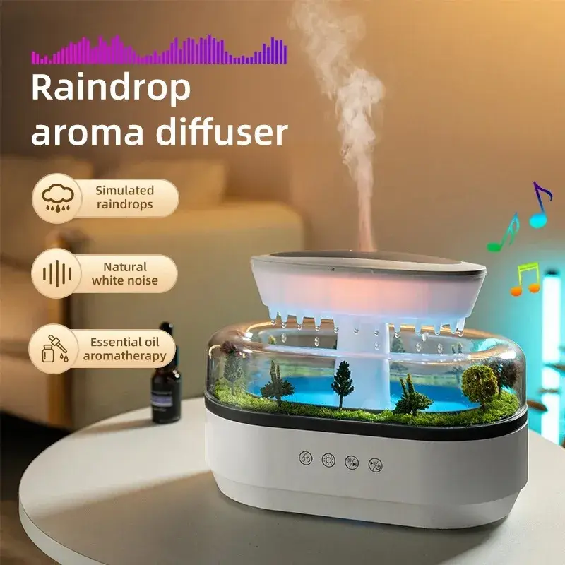 Rain Cloud Aroma Diffuser Small Air Humidifiers Water Drip Micro Landscape With 7 Night Light