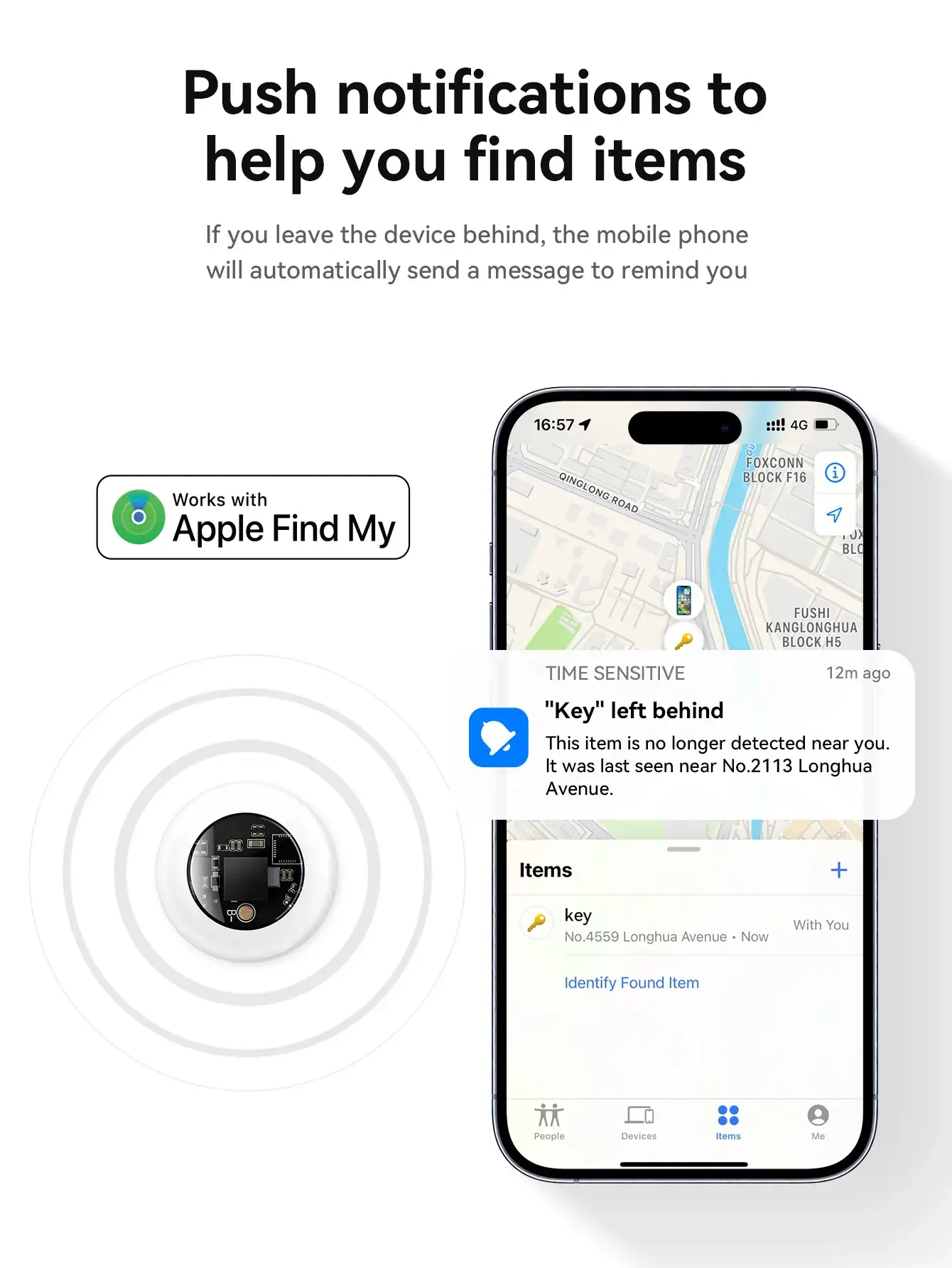 HOCO E91B AirTag Tracker with Adhesive Case Anti-Lost GPS Finder for Bags & Luggage