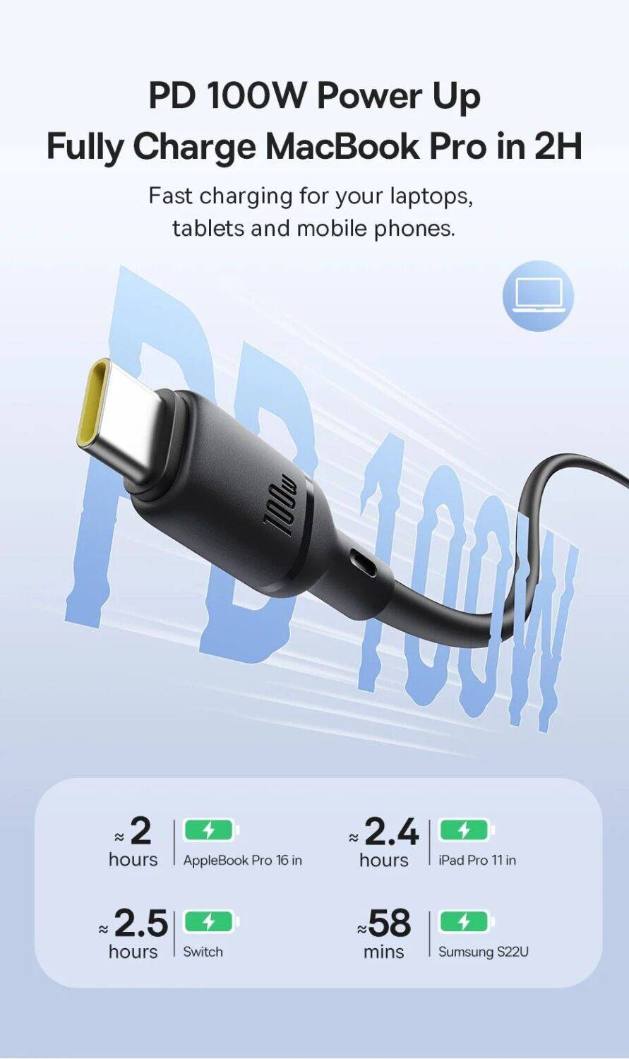 Baseus Silky Series 100W Fast Charging Data Cable USB-C to USB-C 1m