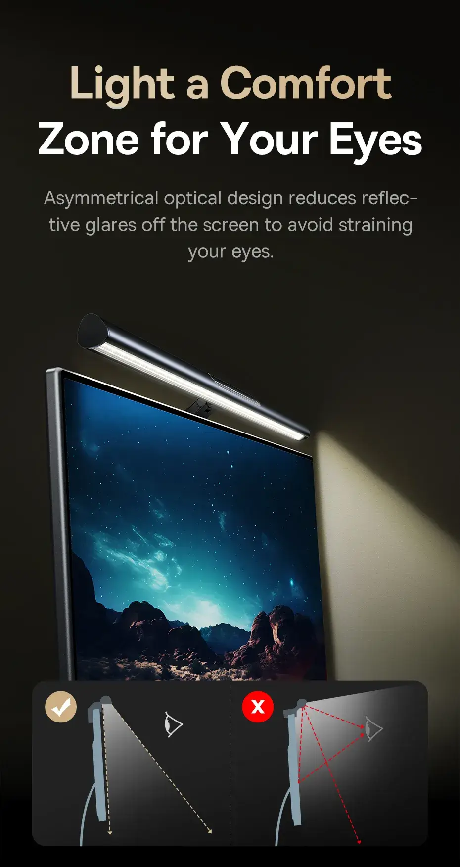 Baseus I-Wok 3 Series Magnetic Screen Hanging Light Bar with Asymmetric Light Source