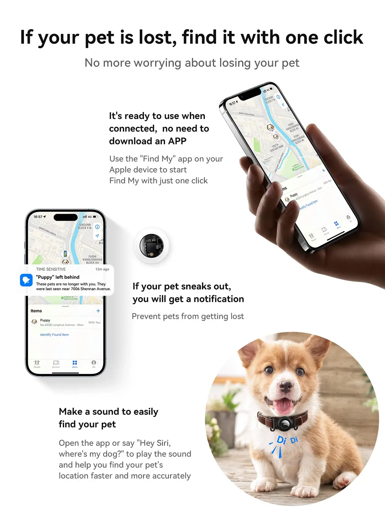 Hoco E91C Smart Pet Tracker Anti-Lost Device Compatible with Apple