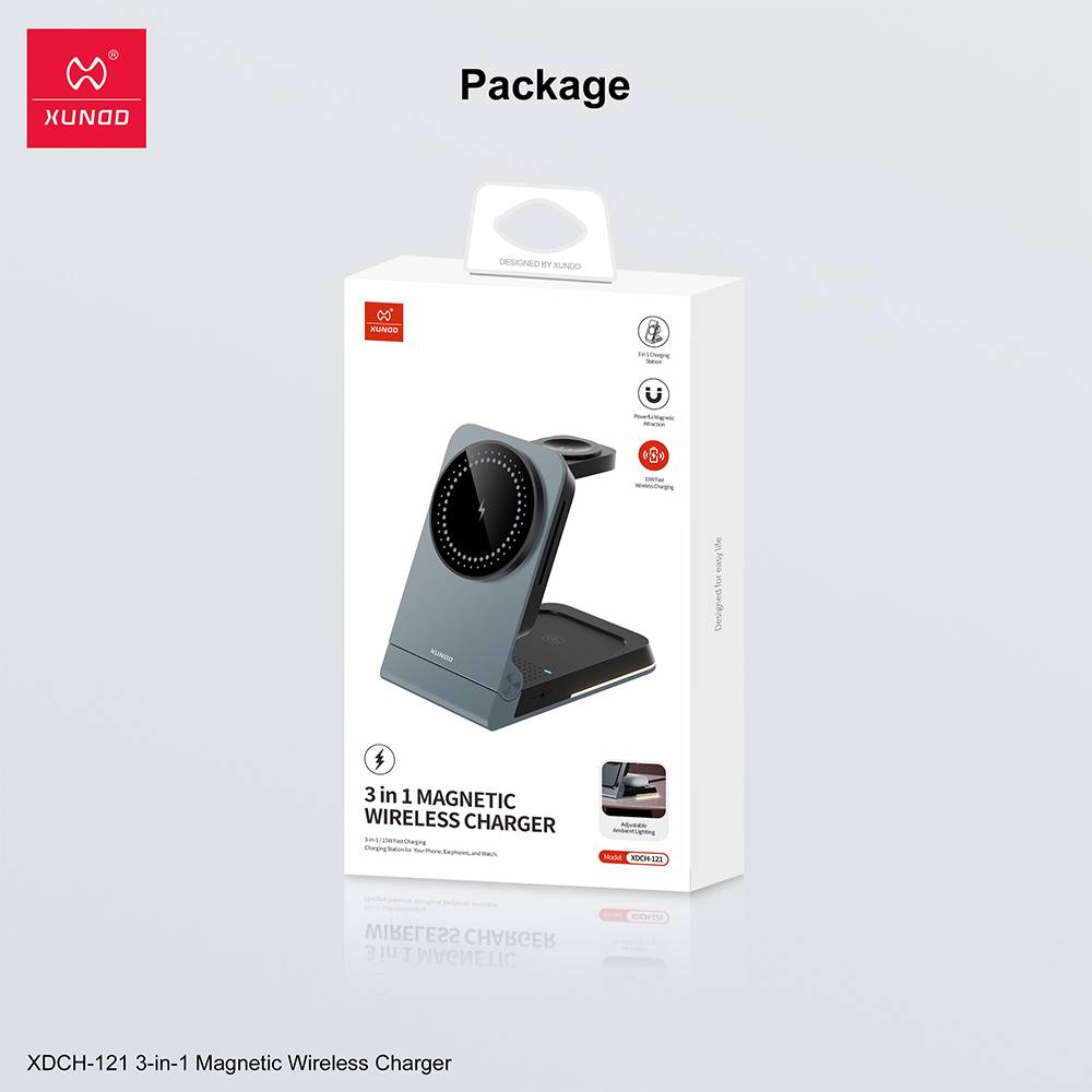XUNDD XDCH-121 3-in-1 Magnetic 15W Wireless Charging Station