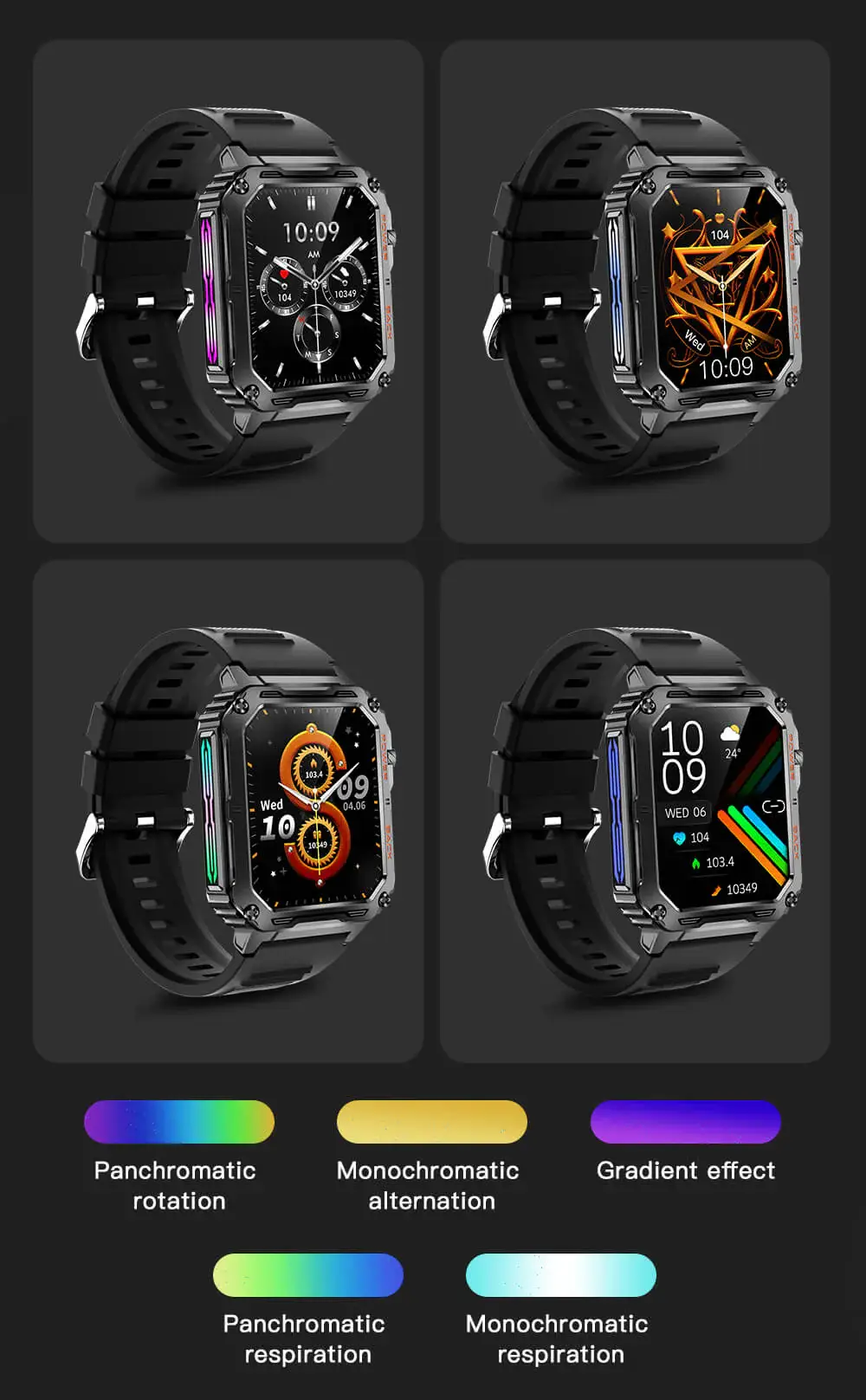 Valdus VD38 Rugged RGB Calling Smart Watch