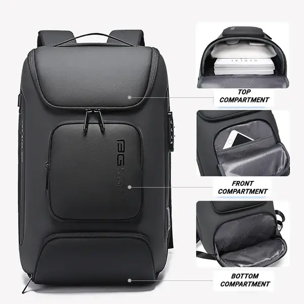 BANGE 7216 Plus 35L Anti-Theft Travel Backpack with USB Charging Port & Lock