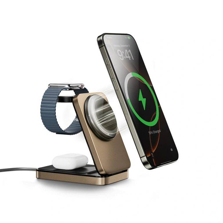 WiWU Wi-W038 3-in-1 Magnetic Wireless Charging Station Fast Charging Dock