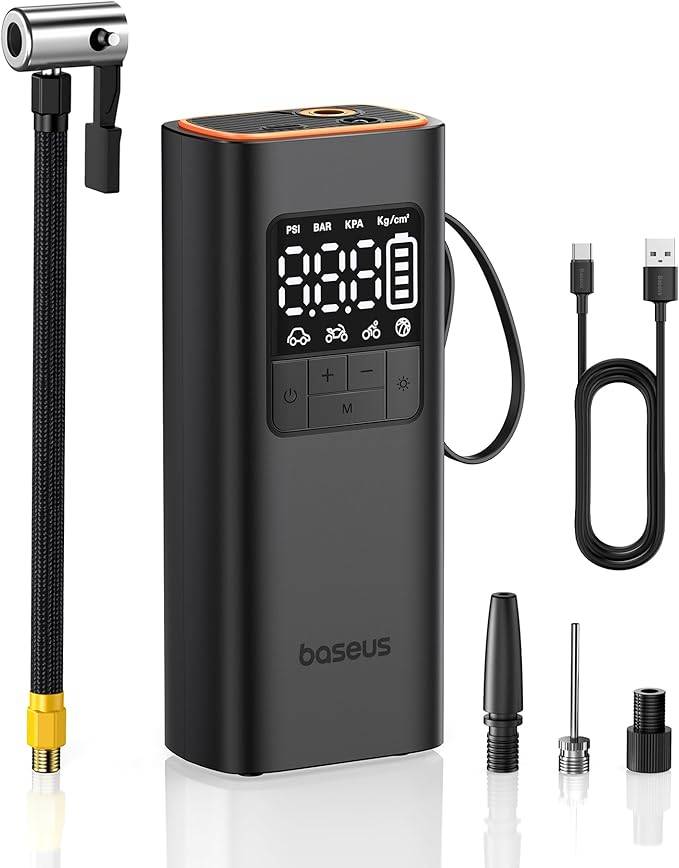 Baseus Portable 150PSI Cordless Tire Inflator with LED Display & Auto Shut-Off