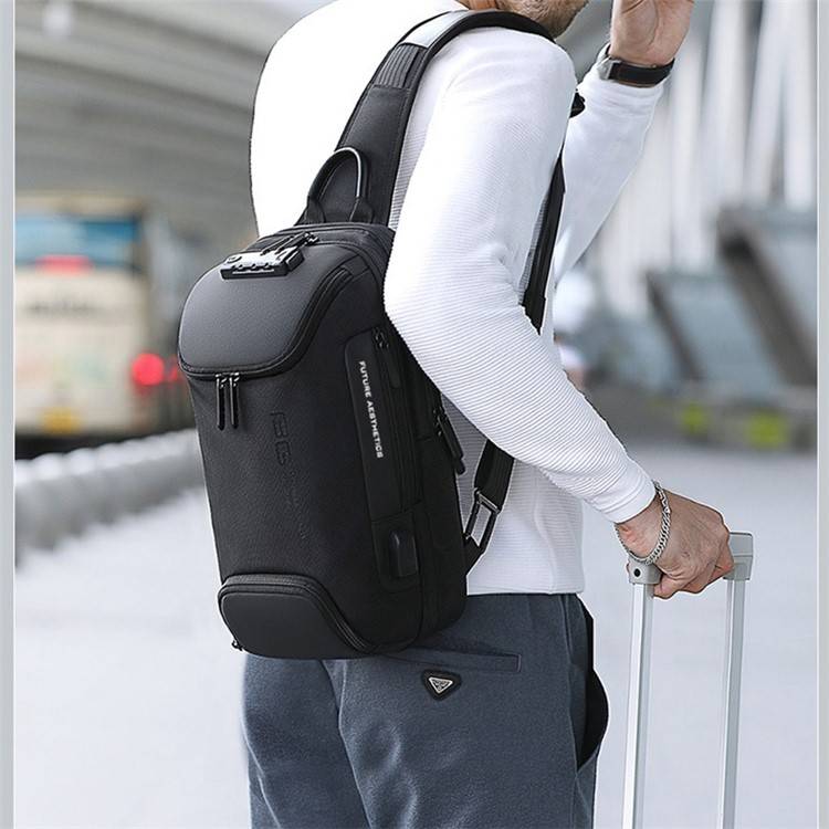 BANGE BG-7082 Anti-theft TSA Lock Crossbody Bag with External USB Port