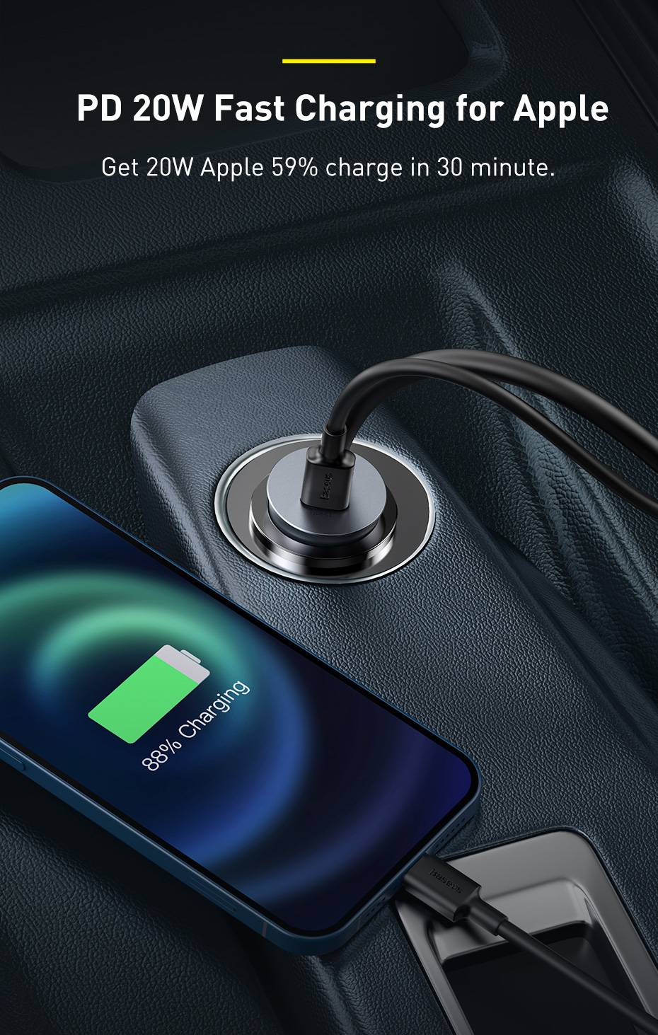 Baseus Share Together PPS Multi-port Fast Car Charger with Extension Cord