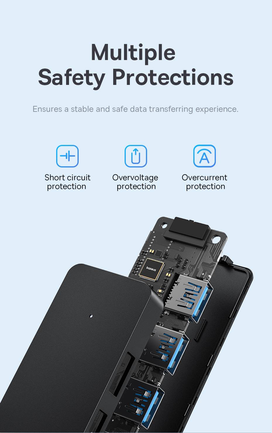 Baseus UltraJoy Series 4-Port USB-A Hub: Versatile USB3.0 Docking Station with Extended 100cm Cable 