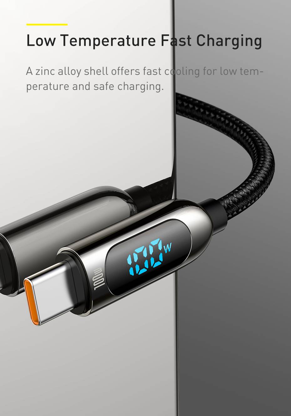 BASEUS Display Fast Charging 100W Data Cable Type-C to Type-C – 1M