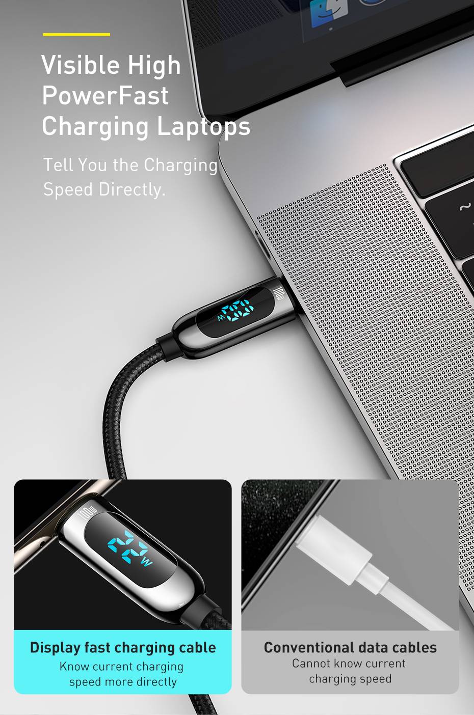 BASEUS Display Fast Charging 100W Data Cable Type-C to Type-C – 1M