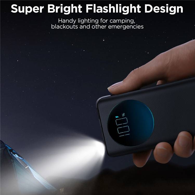 Joyroom JR-PBF03 30000mah Portable Power Bank Digital Display PD 30W Fast Charging Charger with Flashlight