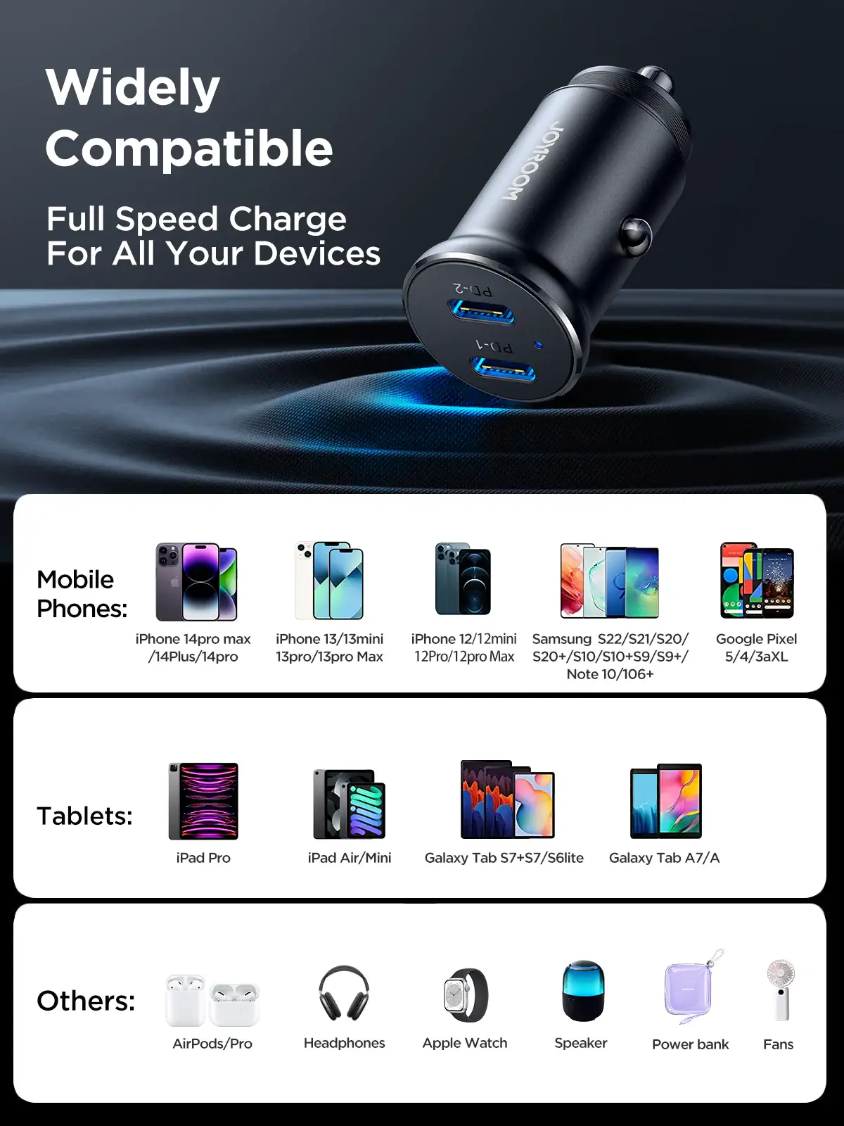JOYROOM JR-CCN06 30W 2-Port Mini Metal Car Charger