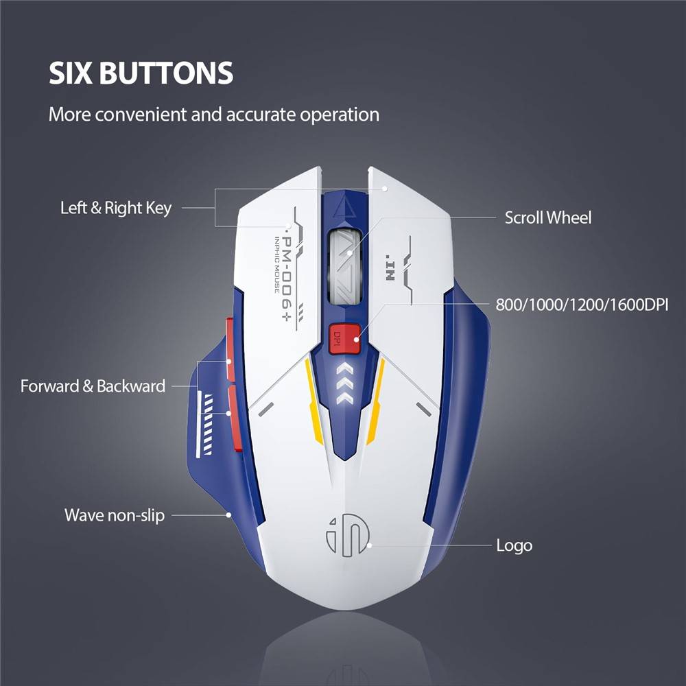 INPHIC F9 Mecha Version Rechargeable 2.4G Wireless Gaming & Office Mouse for Computer and Laptop