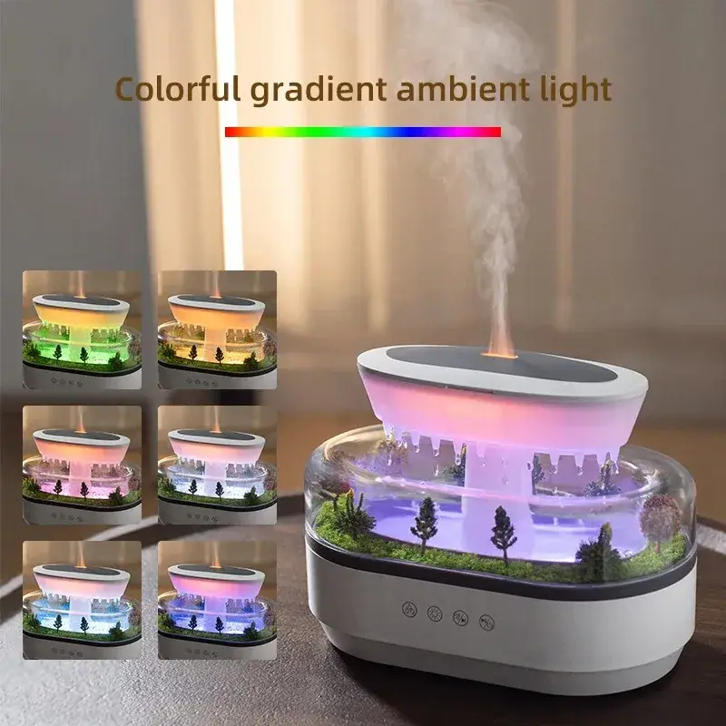 Rain Cloud Aroma Diffuser Small Air Humidifiers Water Drip Micro Landscape With 7 Night Light